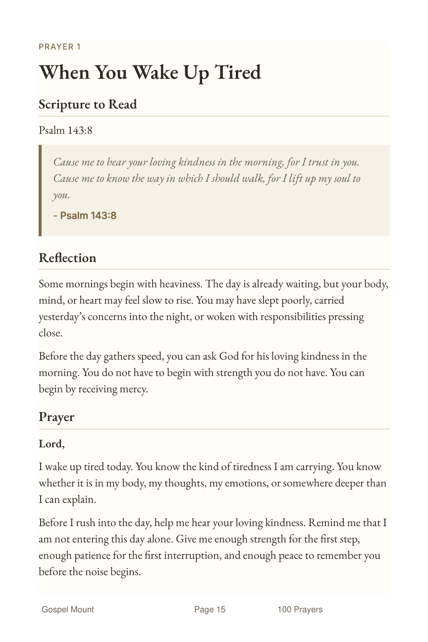Sample prayer entry