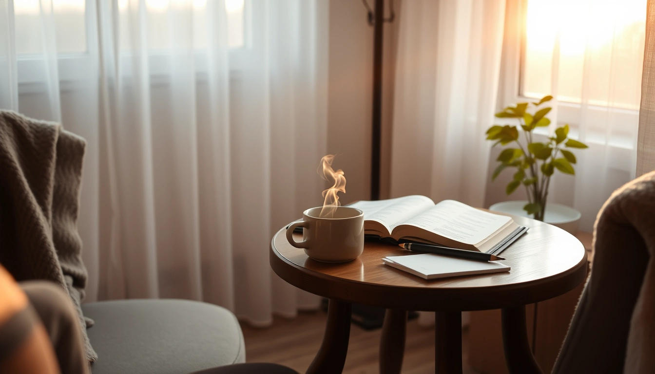 Morning light fills a quiet room where an open Bible rests beside a warm cup.