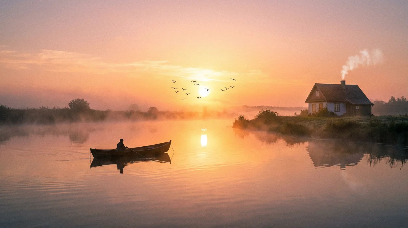 Sunrise over a quiet river suggesting new mercies and hope.