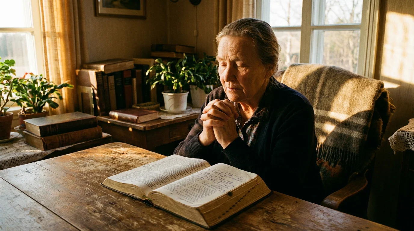Open Bible on a table with a believer reflecting on covenant and heart change