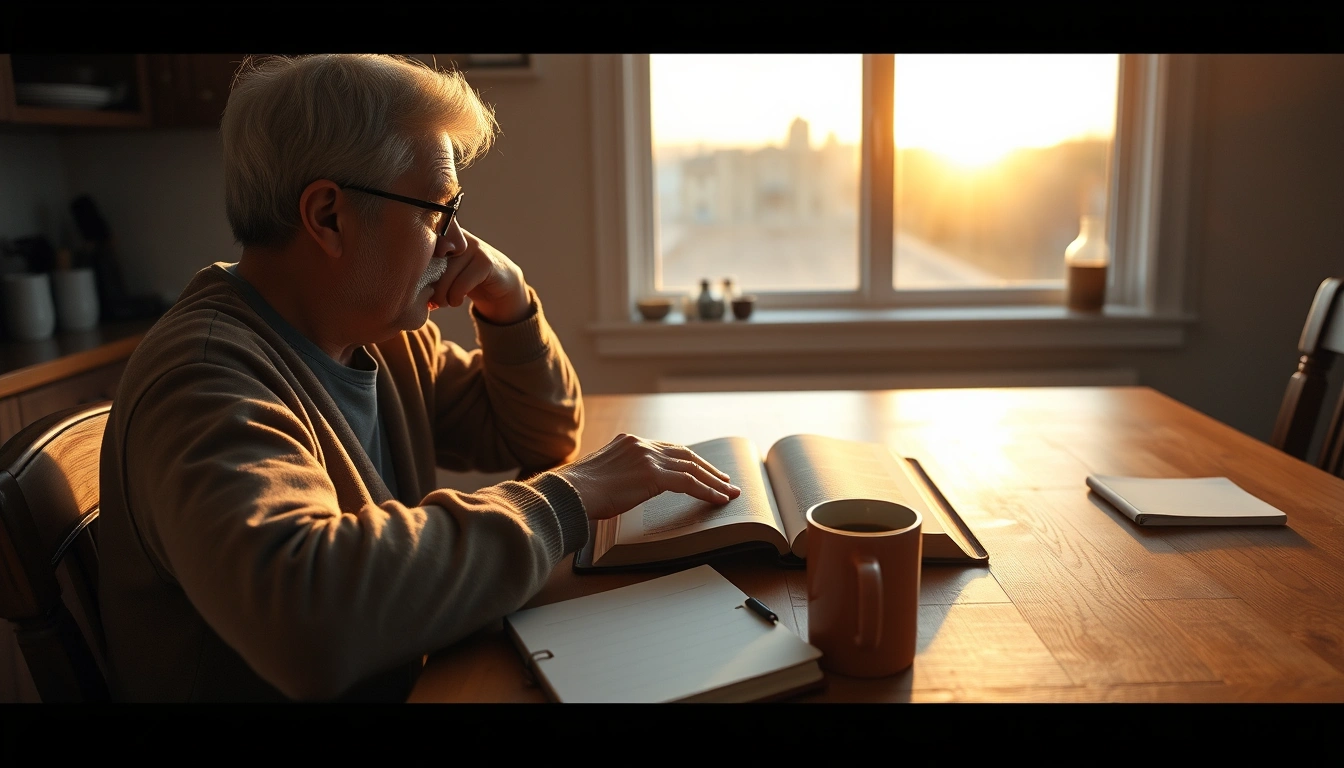 Person reading Ecclesiastes with an open Bible at sunrise